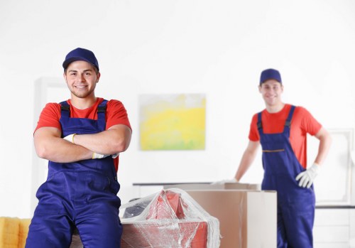 Commercial moving team preparing office relocation in Marylebone