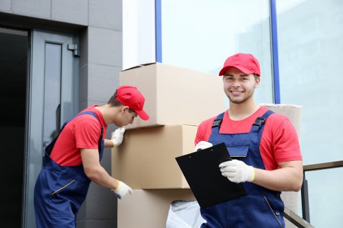 House removal team planning a move in a Marylebone street