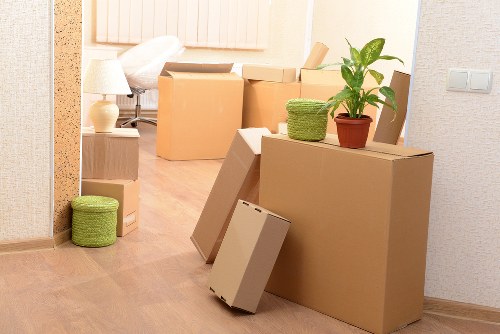 Furniture and boxes being unloaded at a Marylebone property